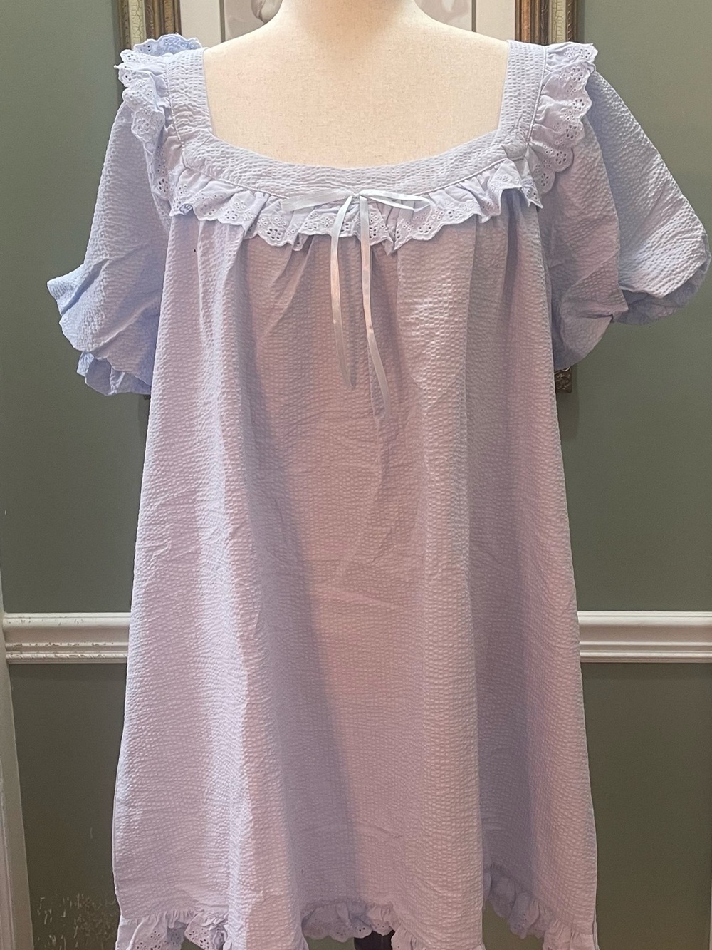 Umgee Baby Blue Eyelet Ruffle Midi Dress